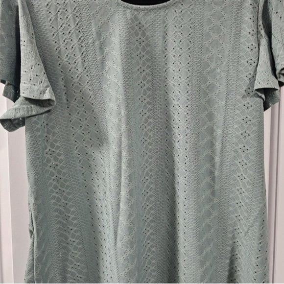 Green flutter sleeve blouse xl - Picture 2 of 6